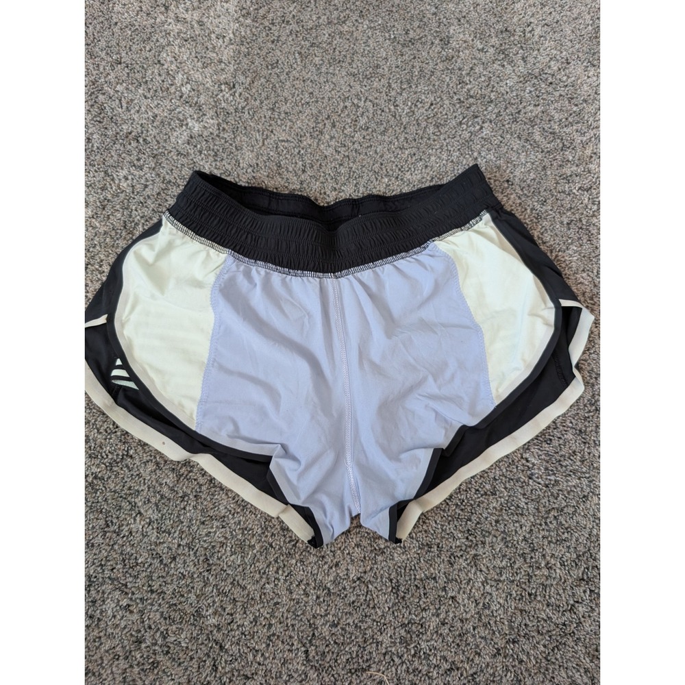 Lululemon Women Black Blue Mint‎ Colorblock Running Shorts Size Small